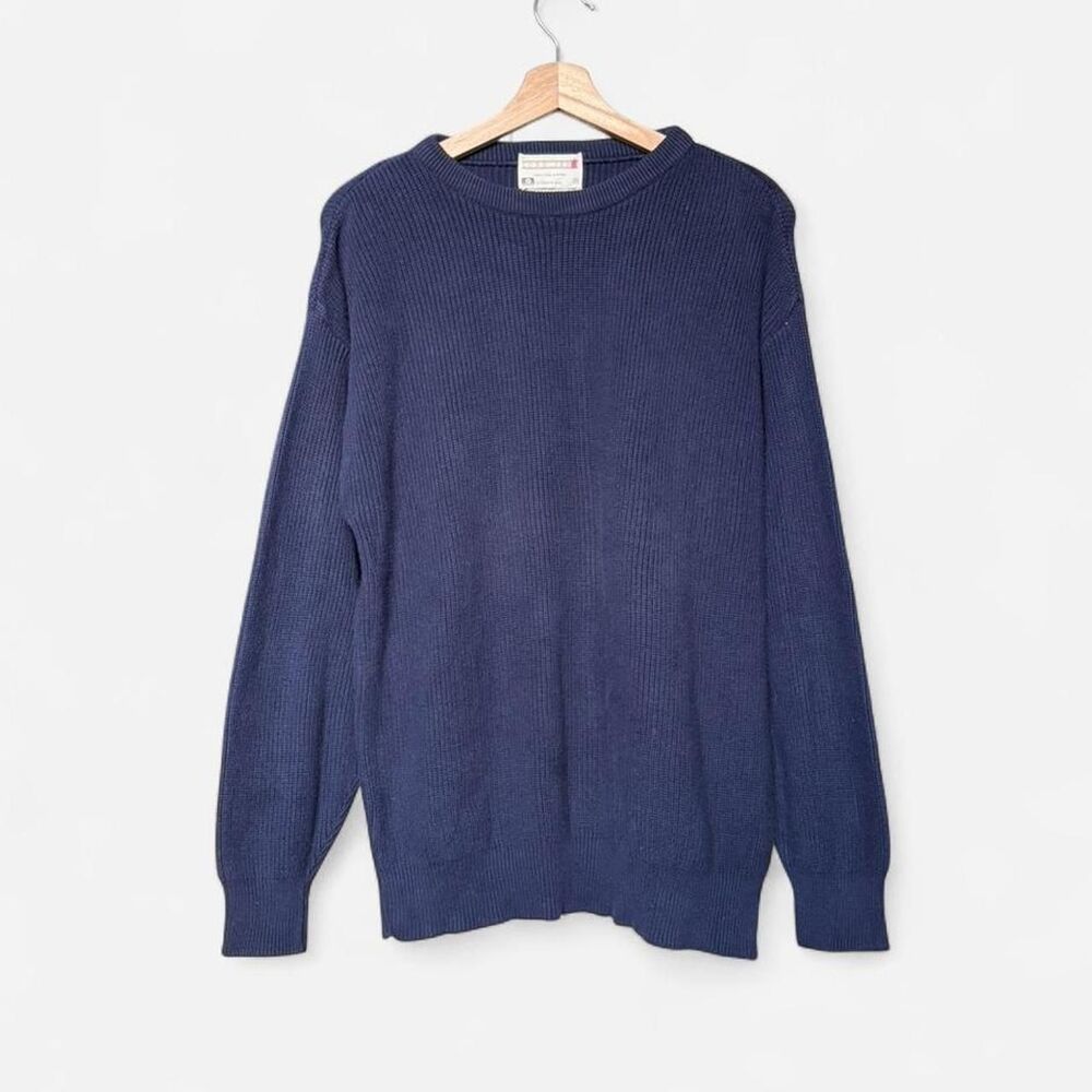 Vintage Lord Jeff sailor rib waffle knit crewneck fisherman sweater cotton knit